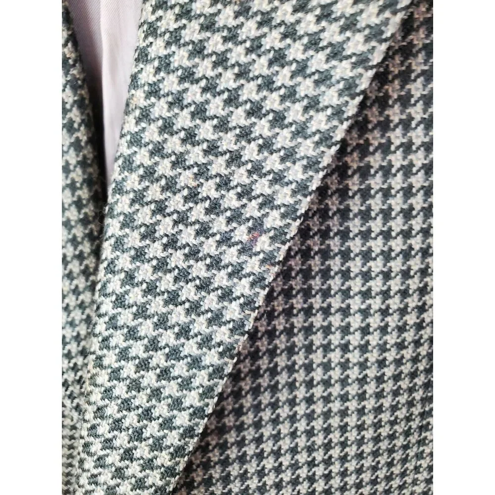 Chaps Ralph Lauren Houndstooth Sport Coat Blazer Jacket Mens‎ 43T Wool